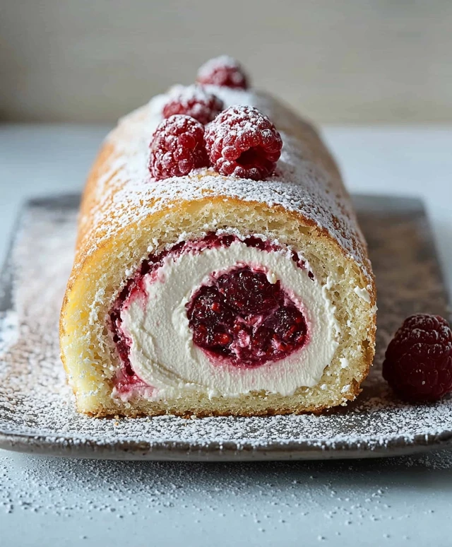 Roulade framboises crème