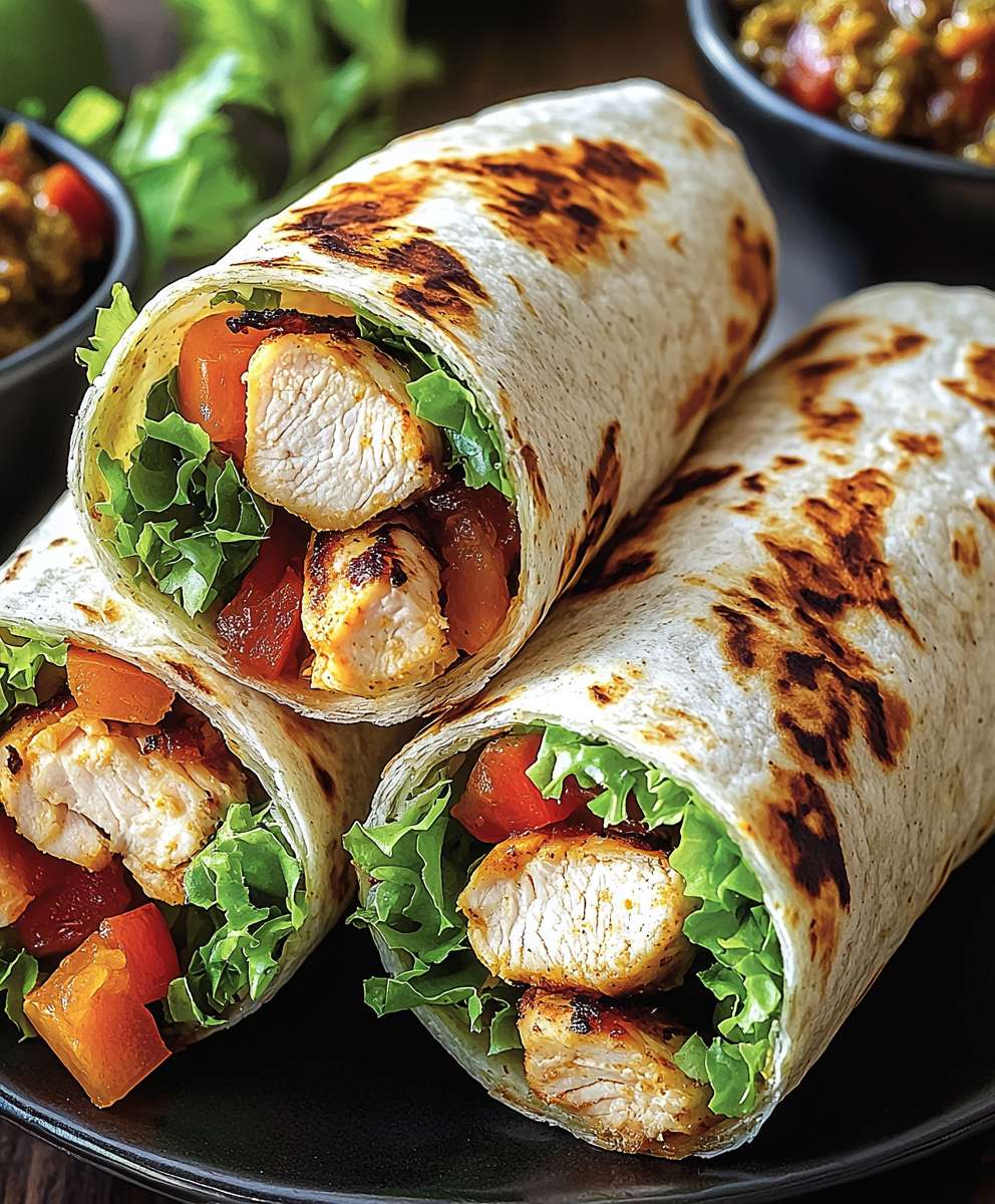 Wraps poulet tapenade méditerranéens