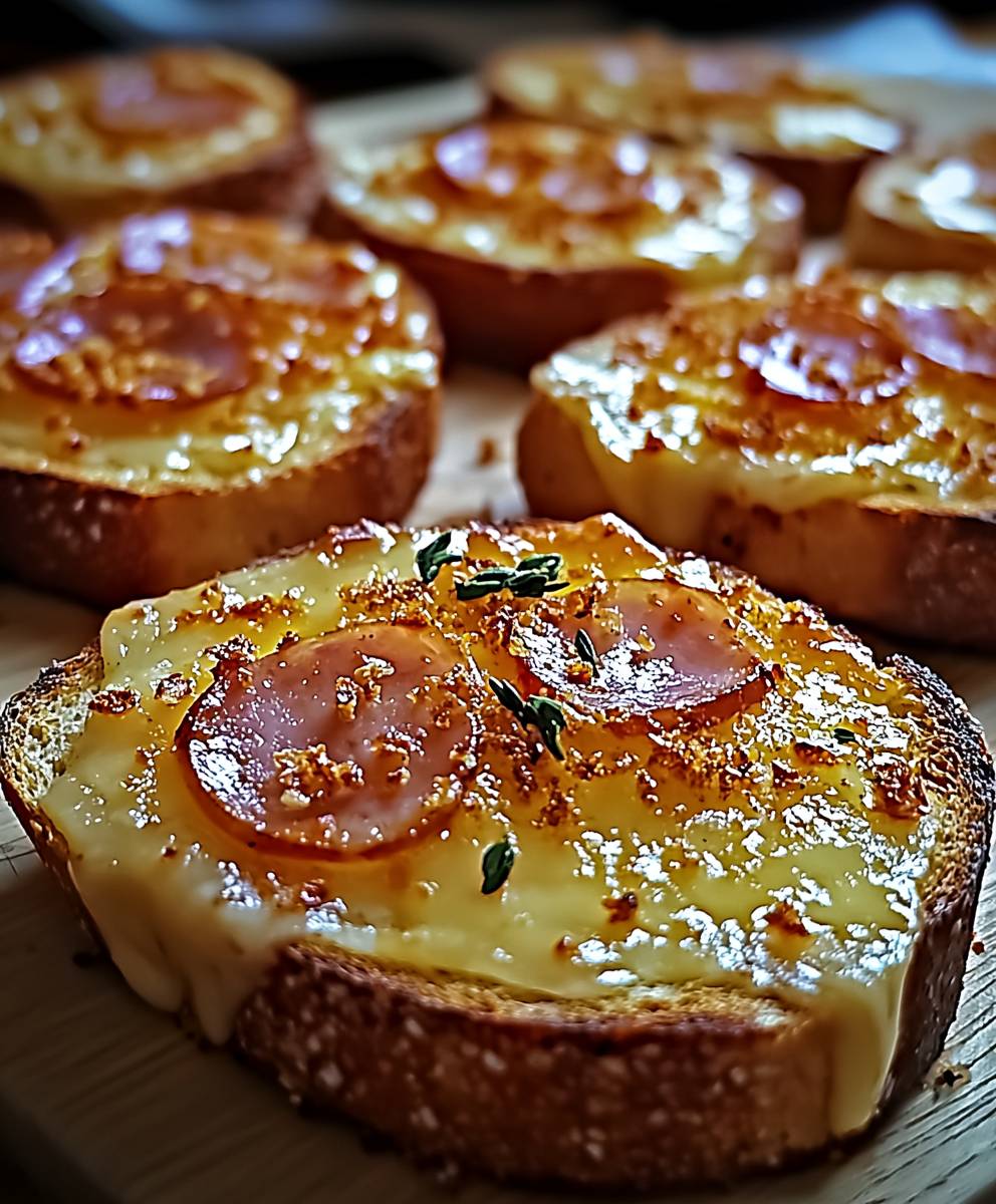 Tartines gratinées jambon fromage