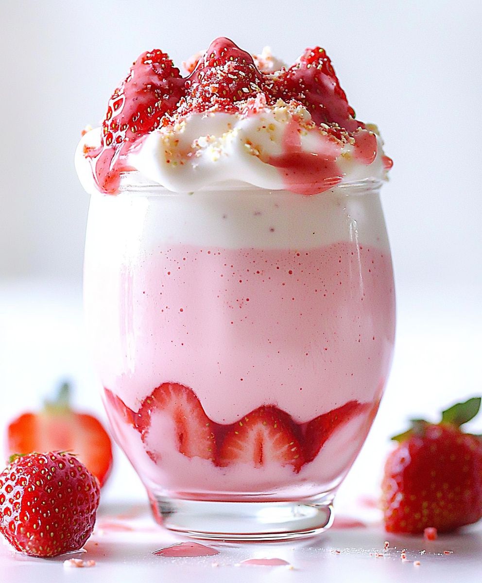 Lait fouetté fraise Dalgona