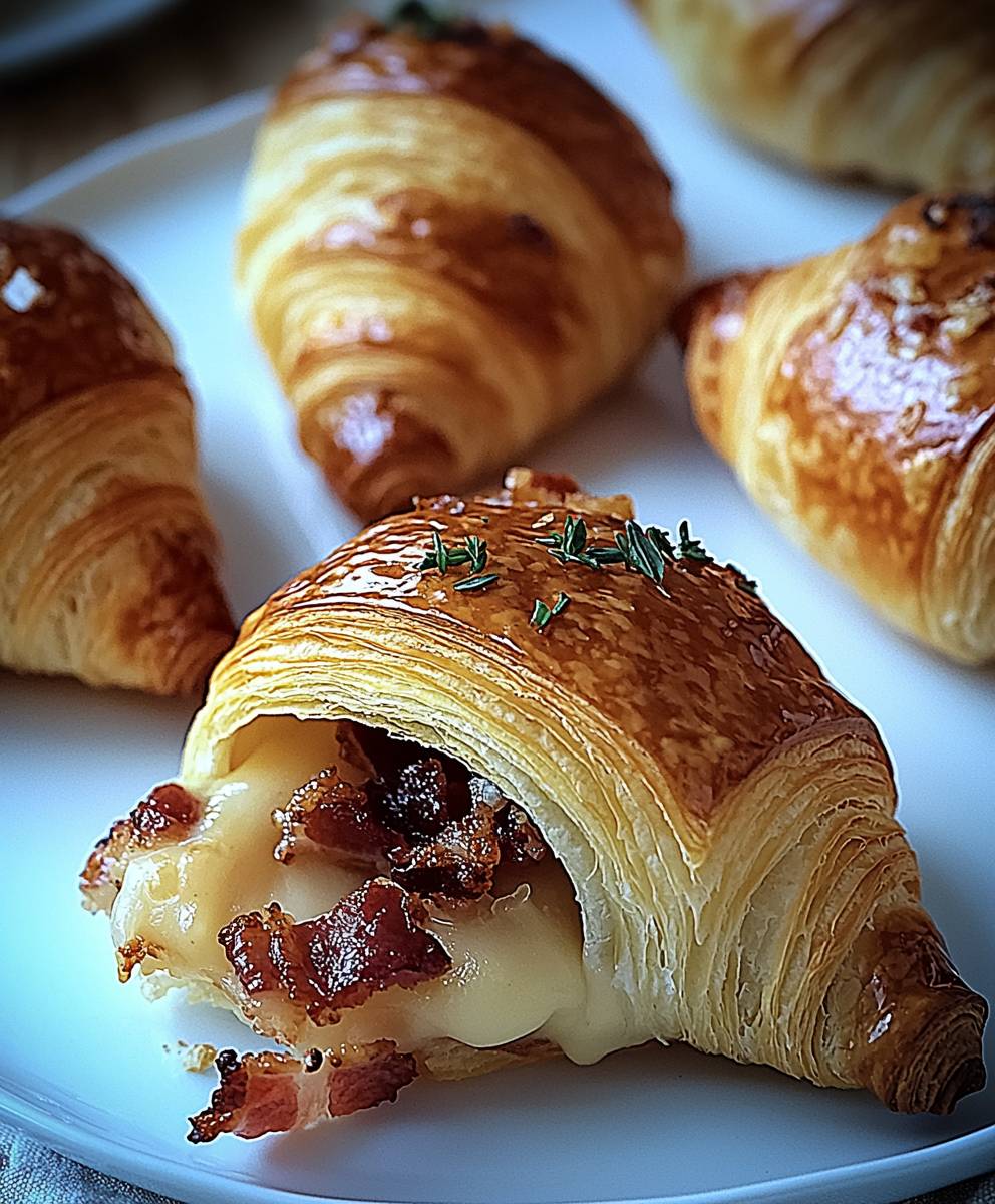 Croissants lardons raclette