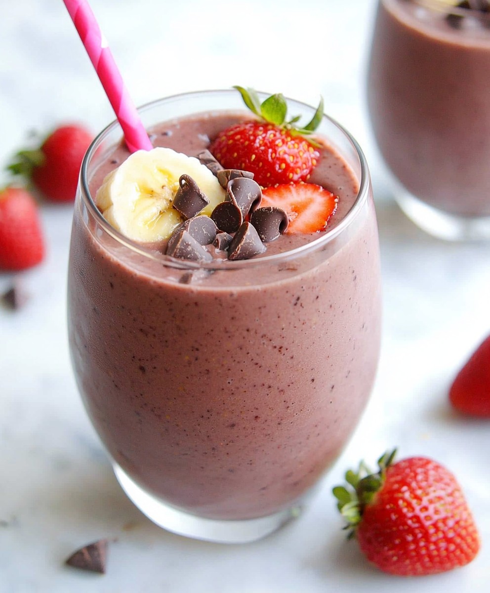 Smoothie fraise banane chocolat