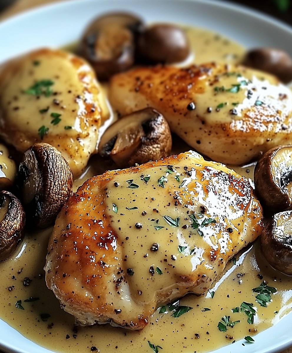 Poulet crémeux moutarde champignons