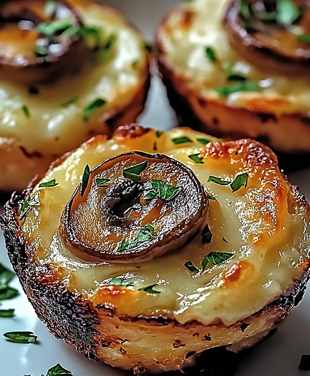 Bouchées croustillantes champignons gratinés