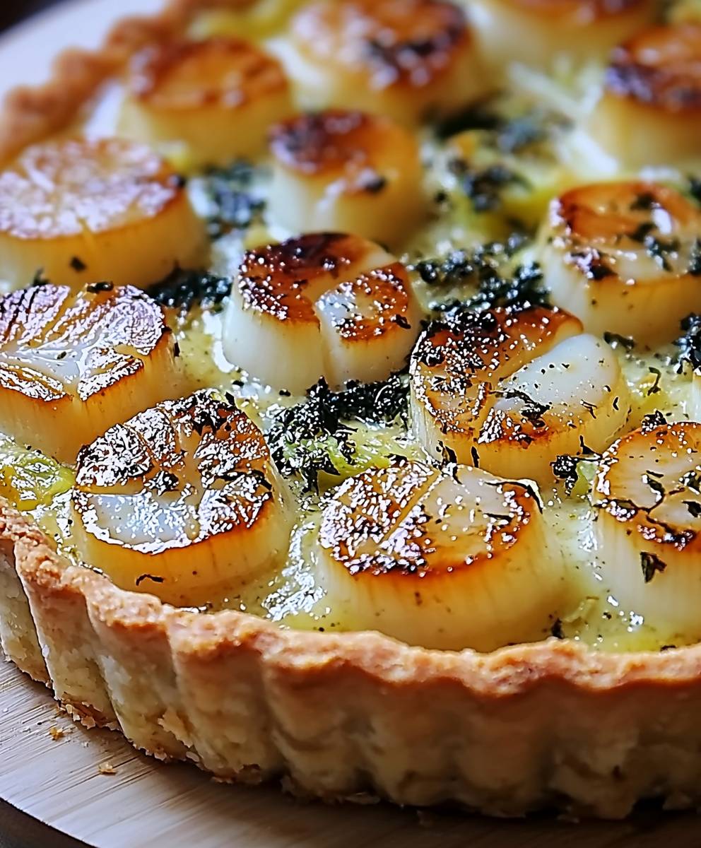 Tarte poireaux noix Saint Jacques