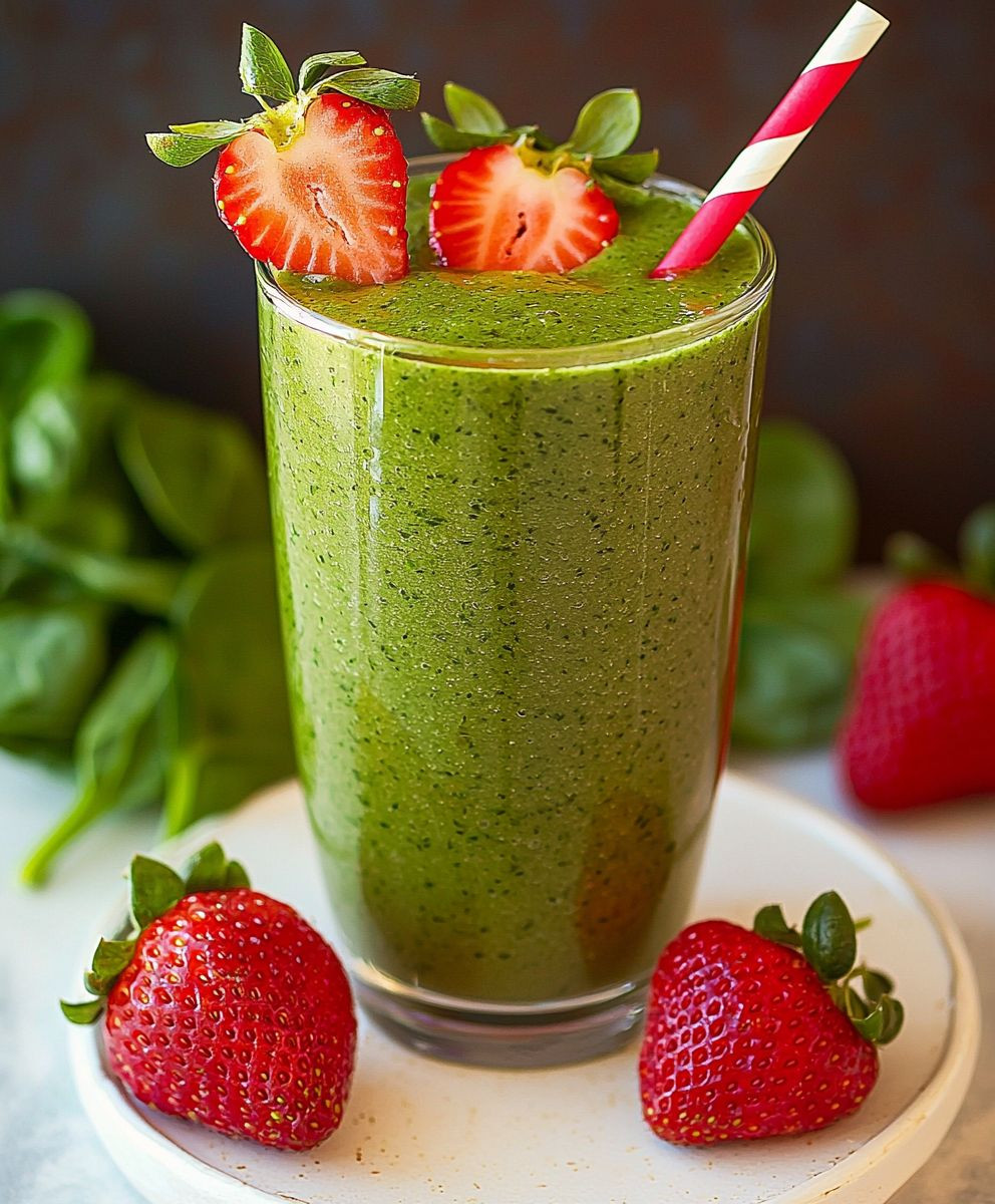 Smoothie vert fraises épinards