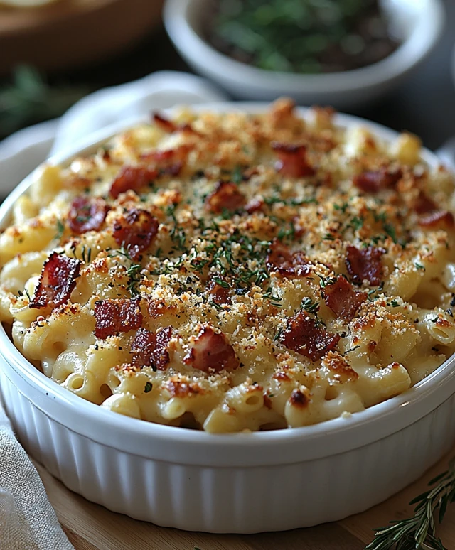 Macaroni au fromage et bacon