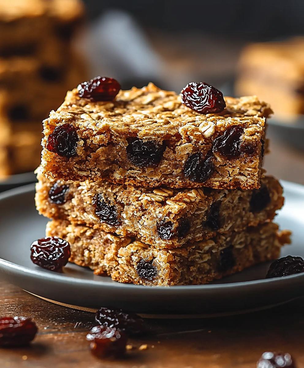 Barres d'avoine et raisins secs