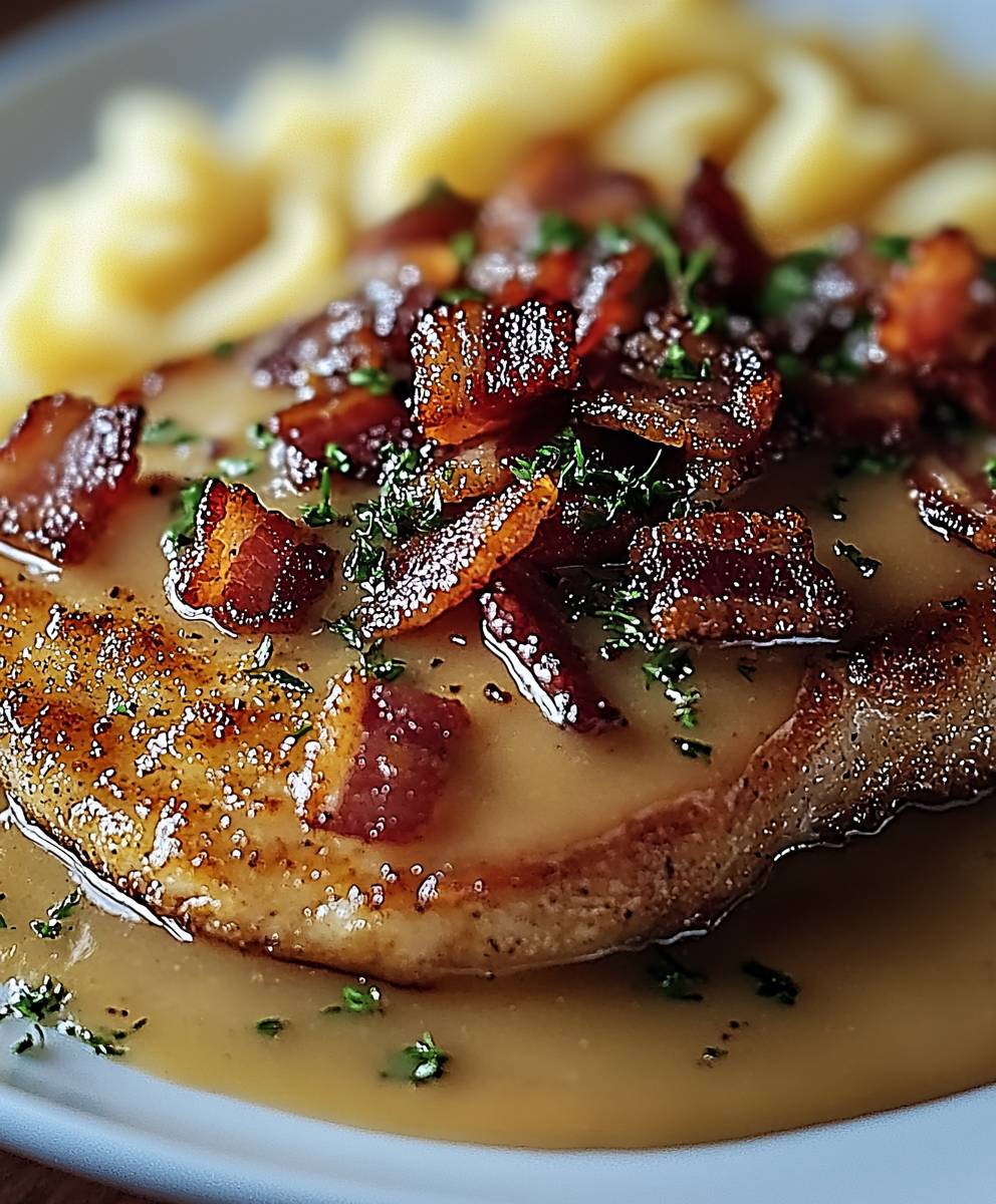 Côtelettes de porc sauce bacon