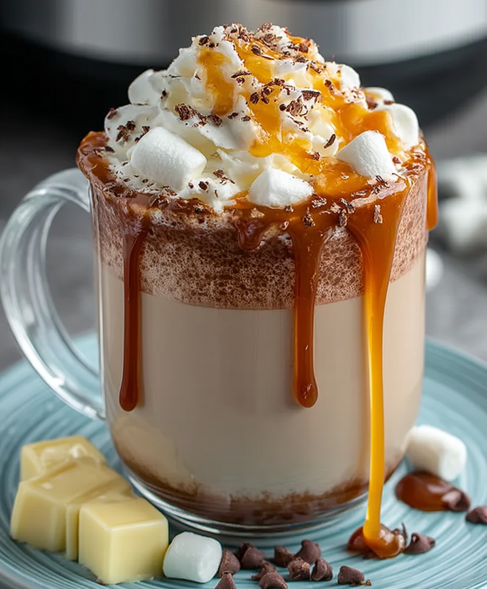 Chocolat blanc chaud caramel crockpot