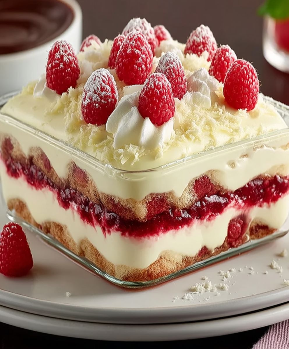 Tiramisu chocolat blanc framboise