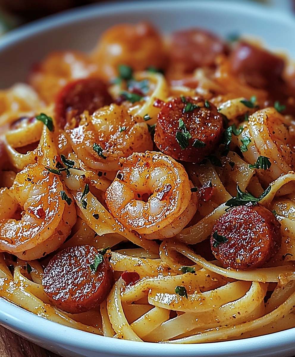 Linguine crevettes saucisses cajun