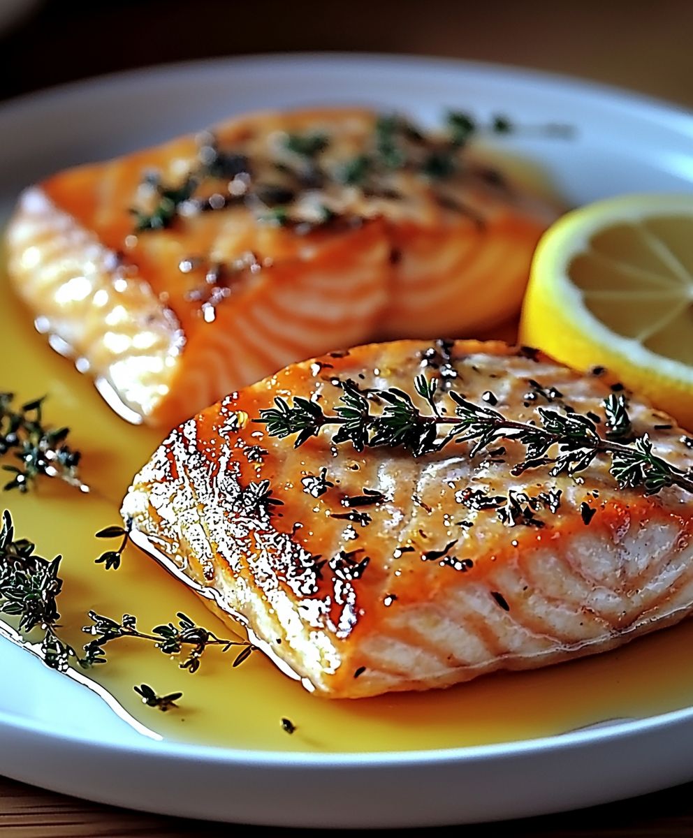 Saumon poêlé citron thym ail