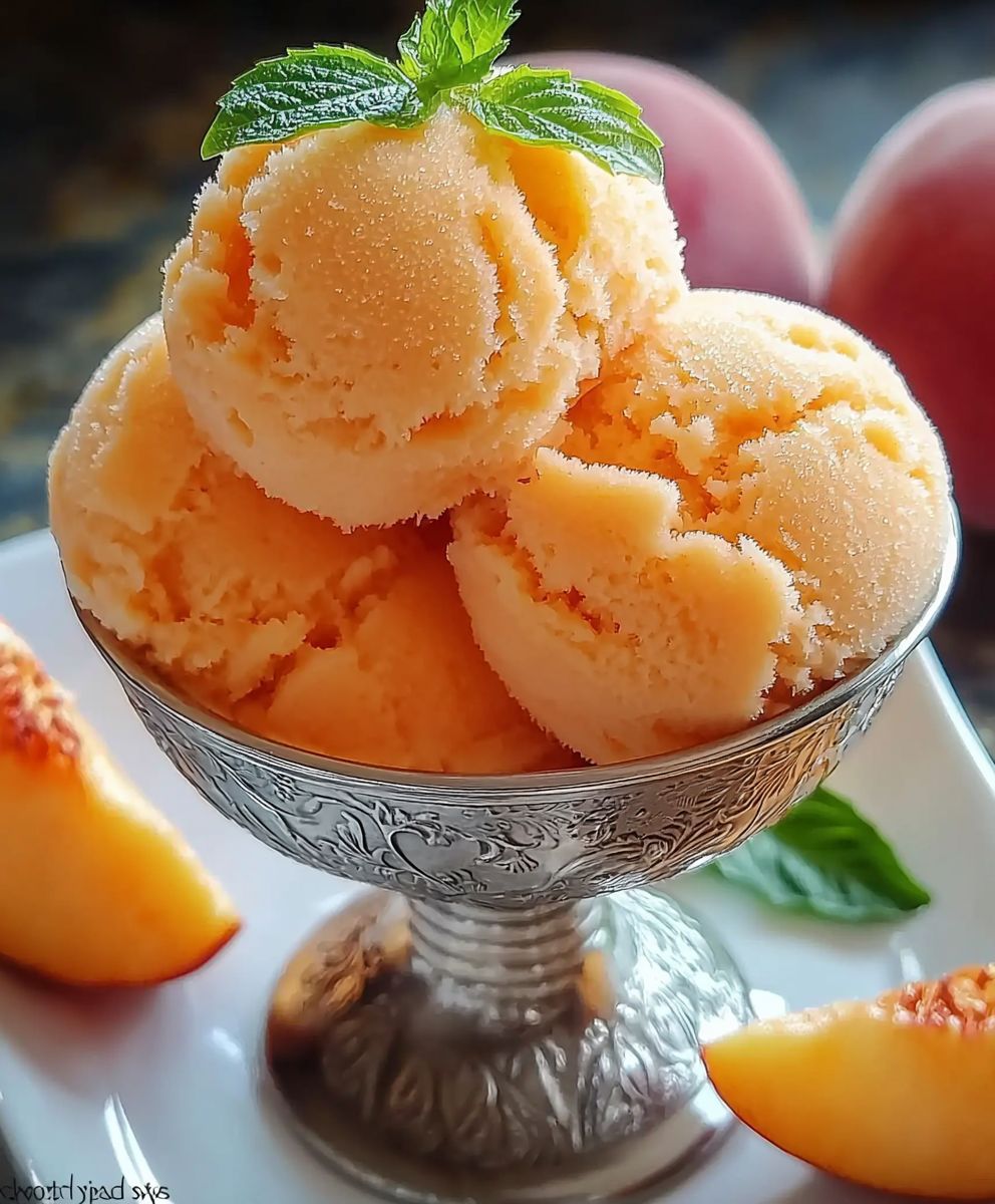 Sorbet pêche fraîche crémeux