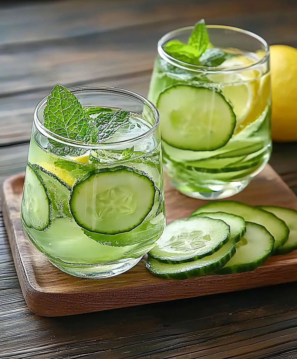Eau aromatisée concombre citron menthe