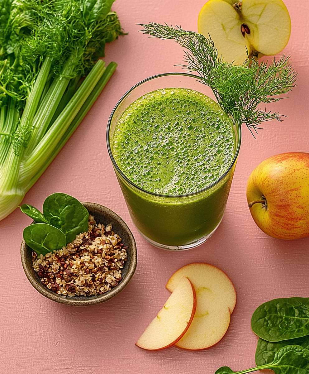 Jus detox celeri fenouil epinard