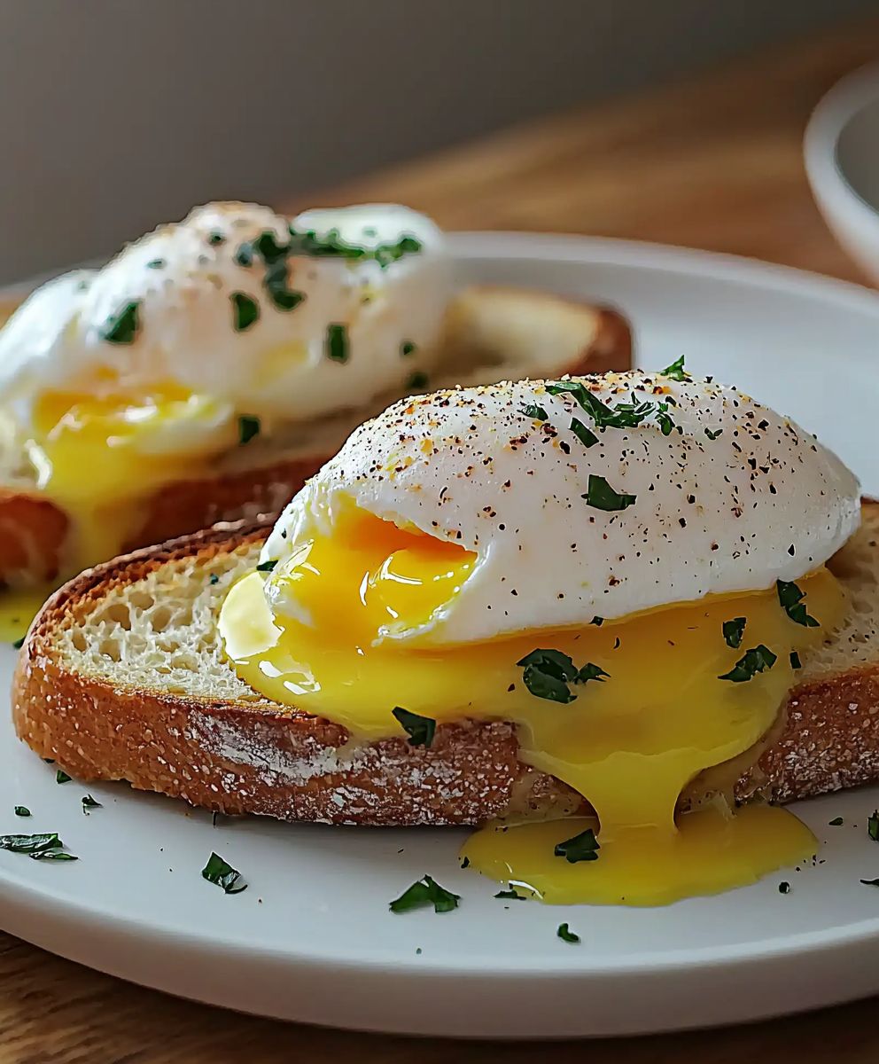 Oeufs pochés pain au levain