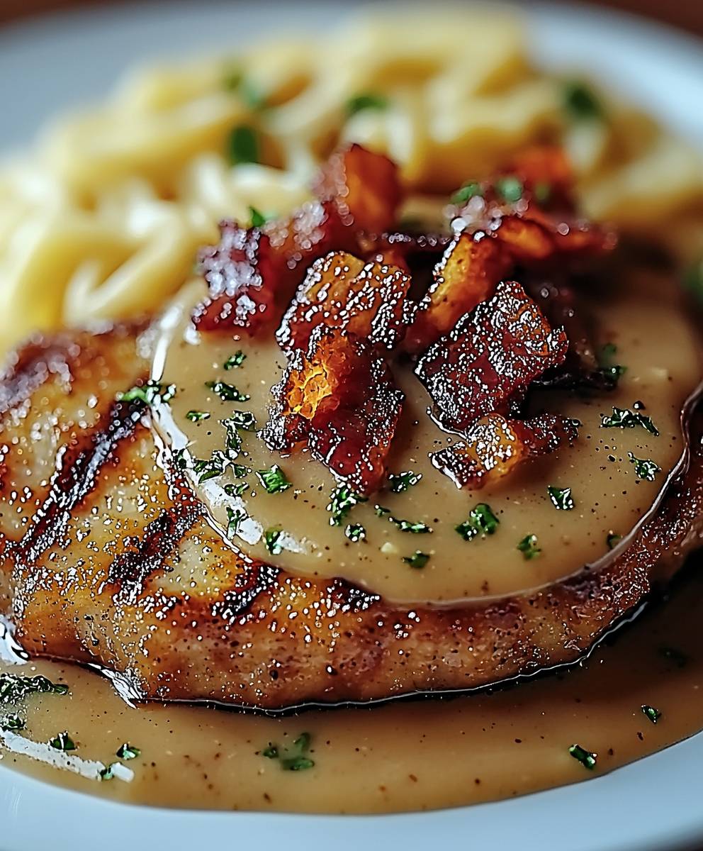 Côtelettes de porc sauce bacon