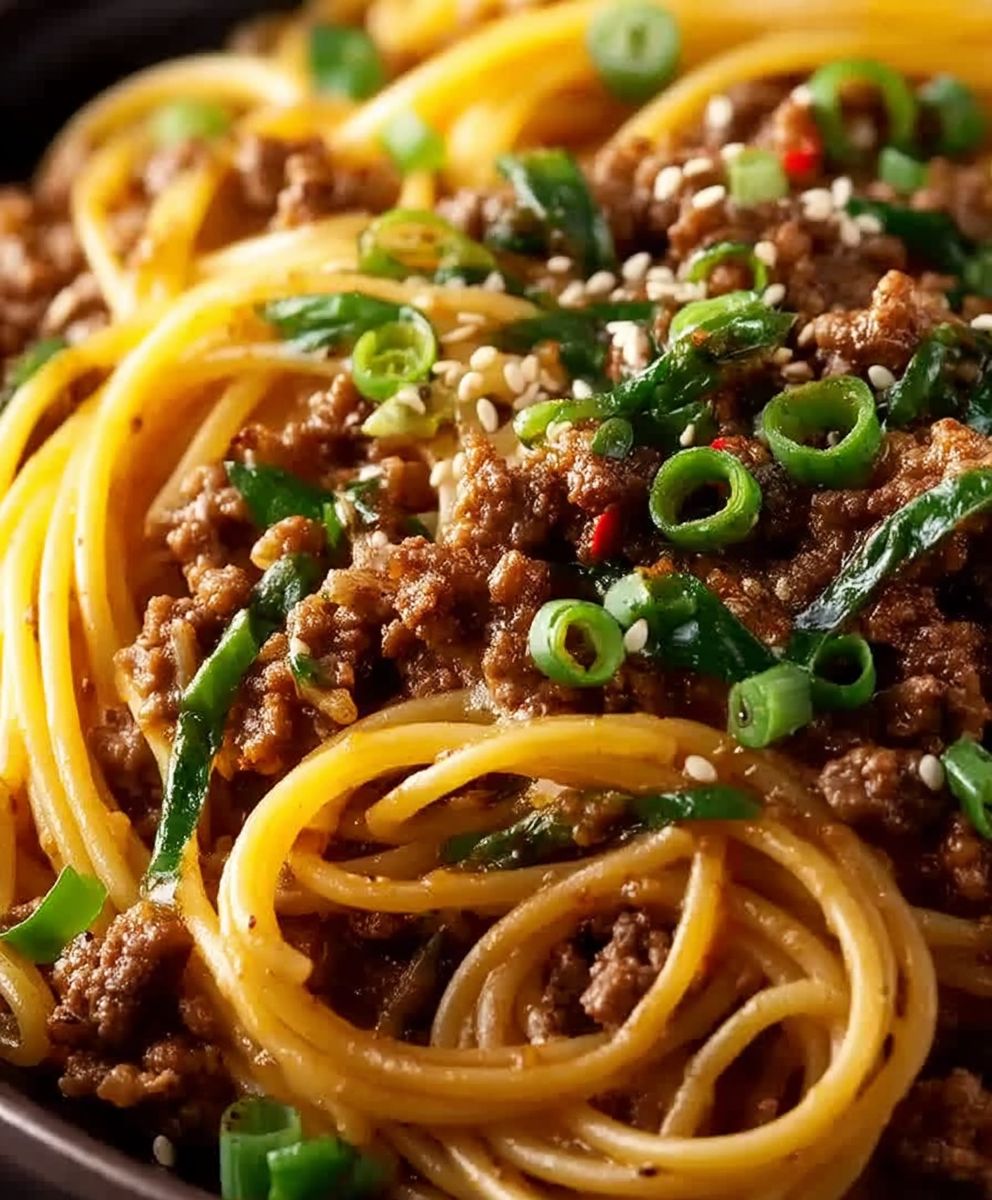 Spaghetti boeuf haché asiatique