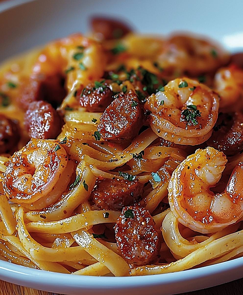 Linguine crevettes saucisses cajun