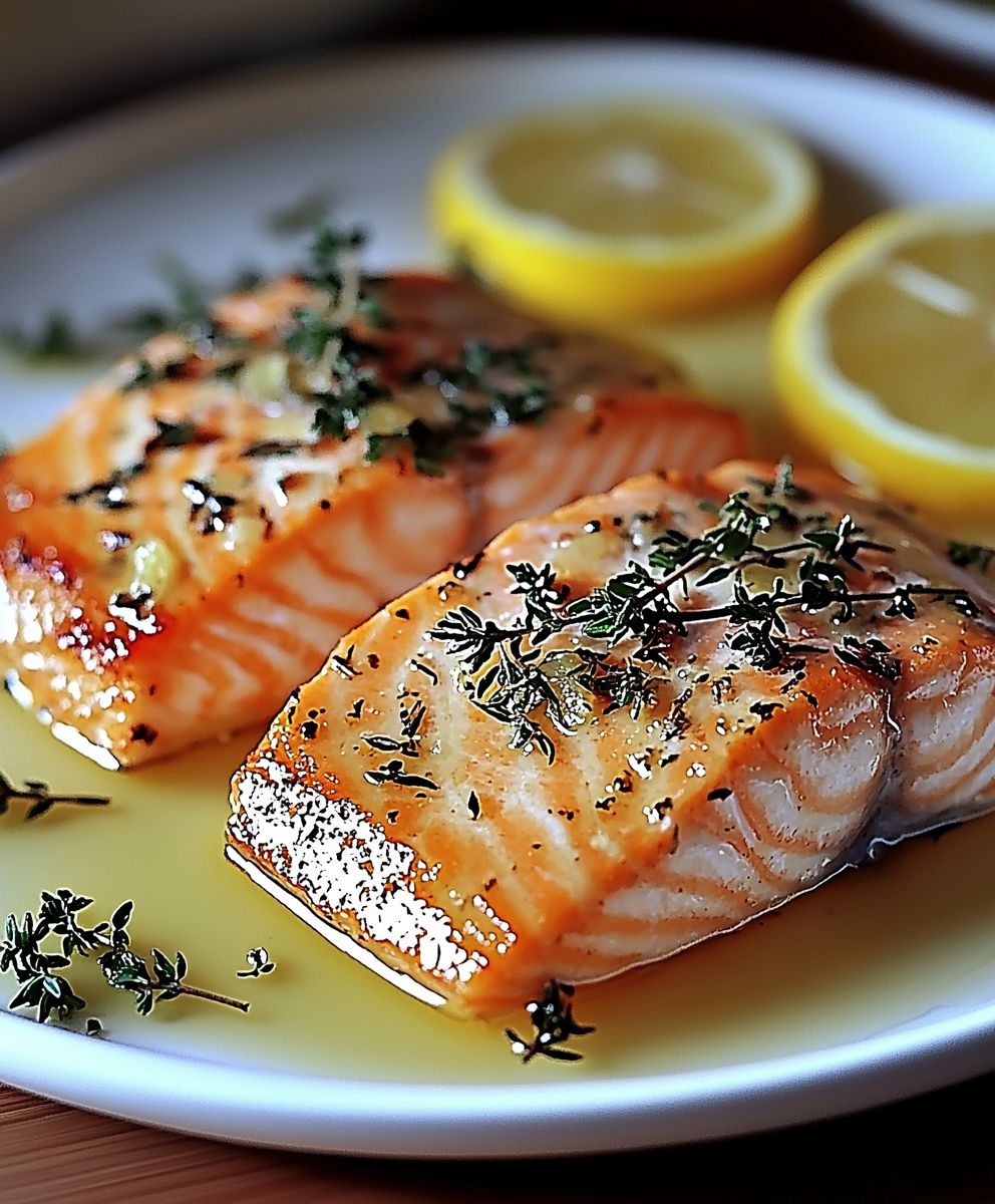 Saumon poêlé citron thym ail