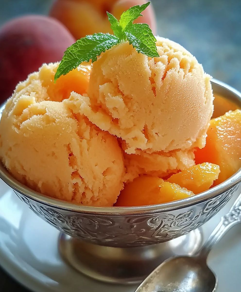 Sorbet pêche fraîche crémeux