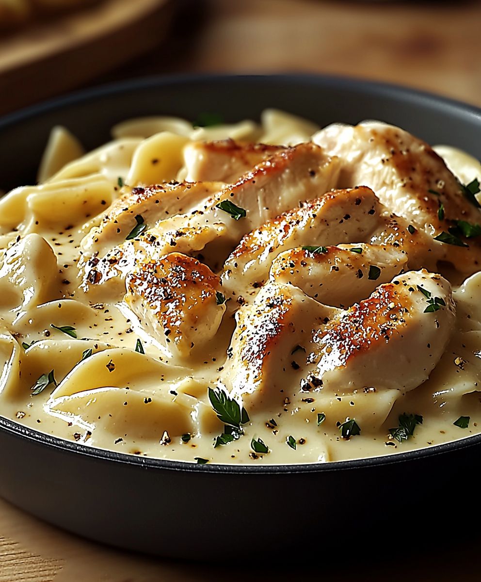 Pâtes au poulet sauce Alfredo