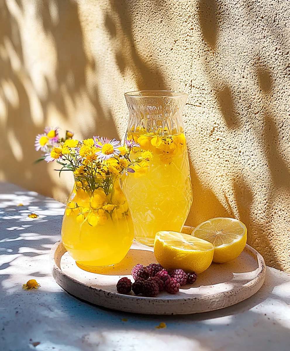 Citronnade maison fleurs et baies