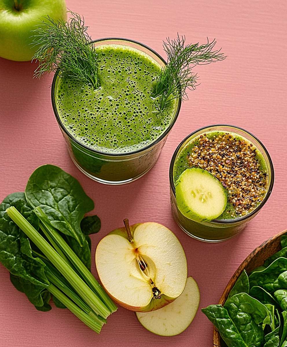 Jus detox celeri fenouil epinard