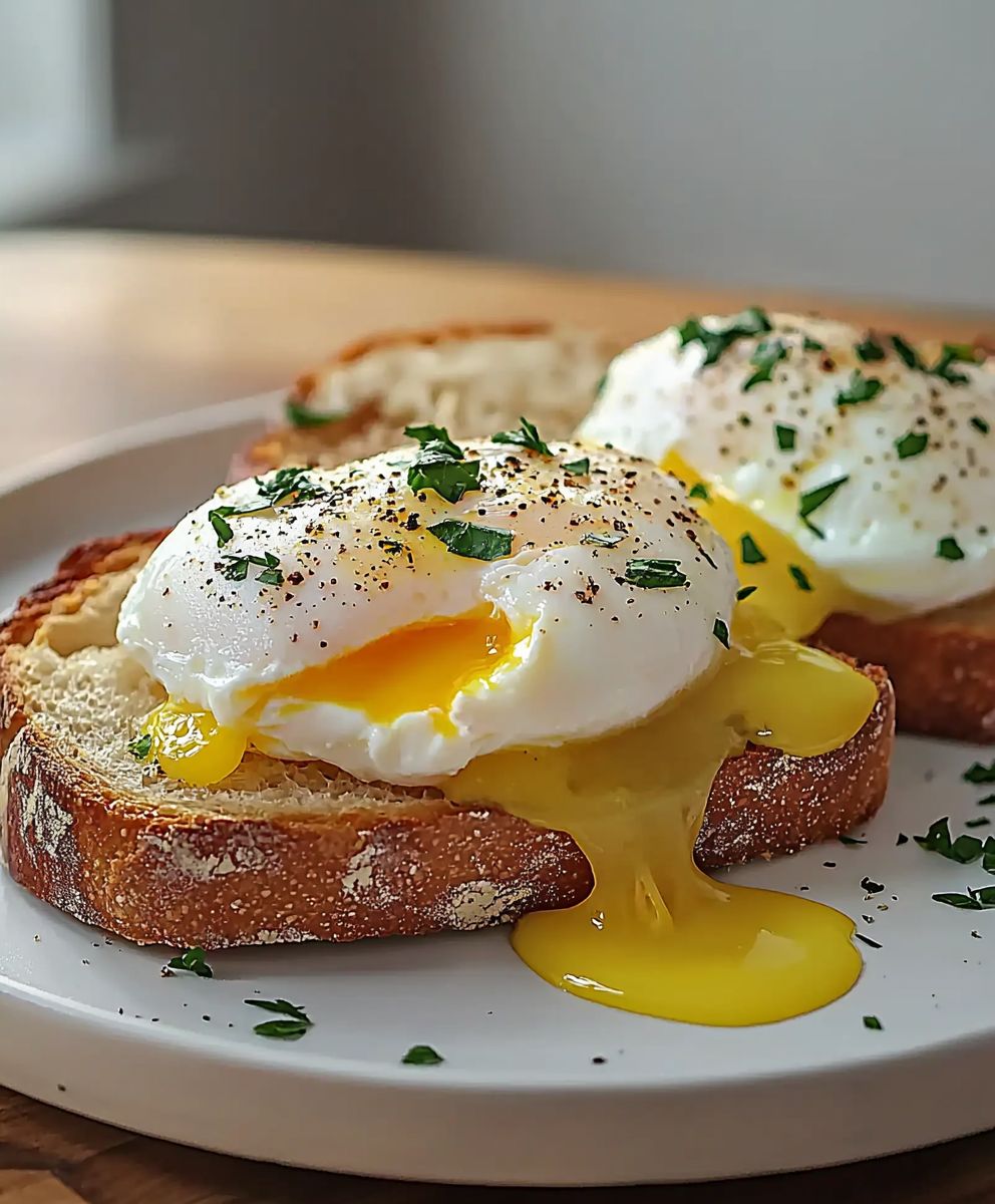 Oeufs pochés pain au levain