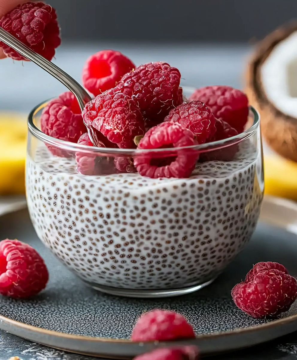 Pudding graines chia lait coco