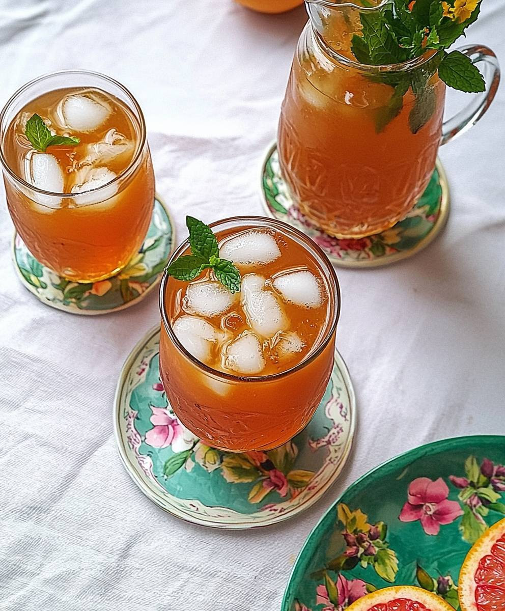 Thé glacé pomélo rose menthe