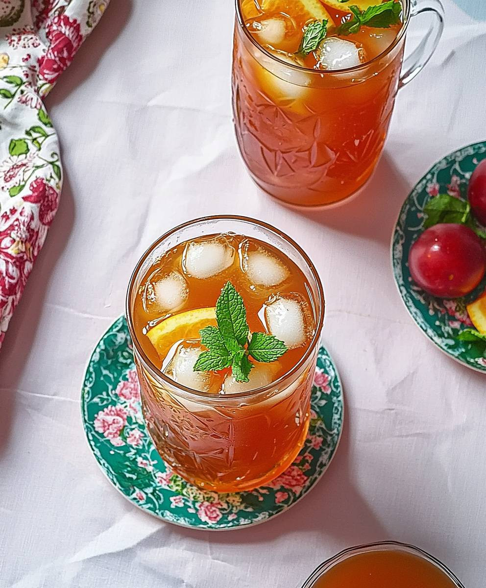 Thé glacé pomélo rose menthe