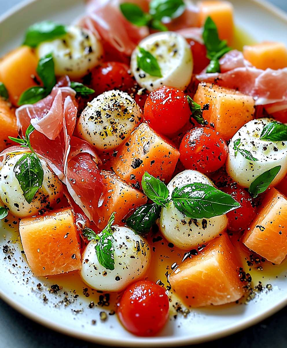 Salade Caprese melon prosciutto