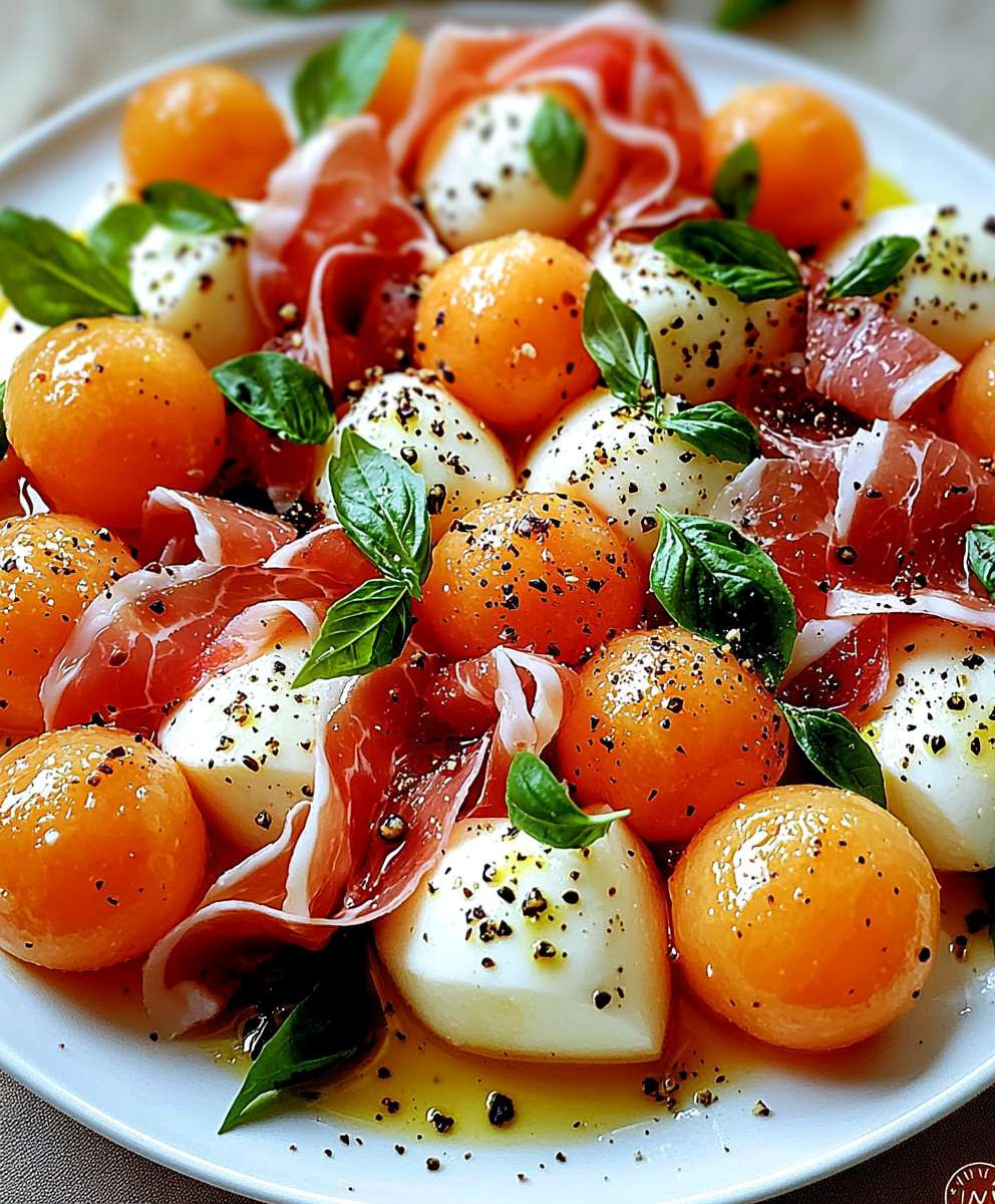 Salade Caprese melon prosciutto