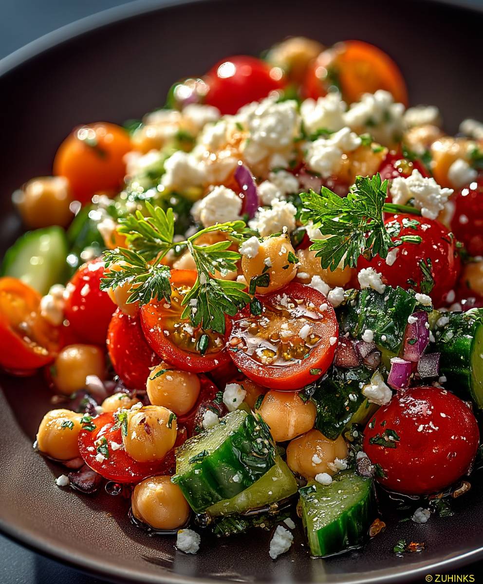 Salade pois chiches façon grecque