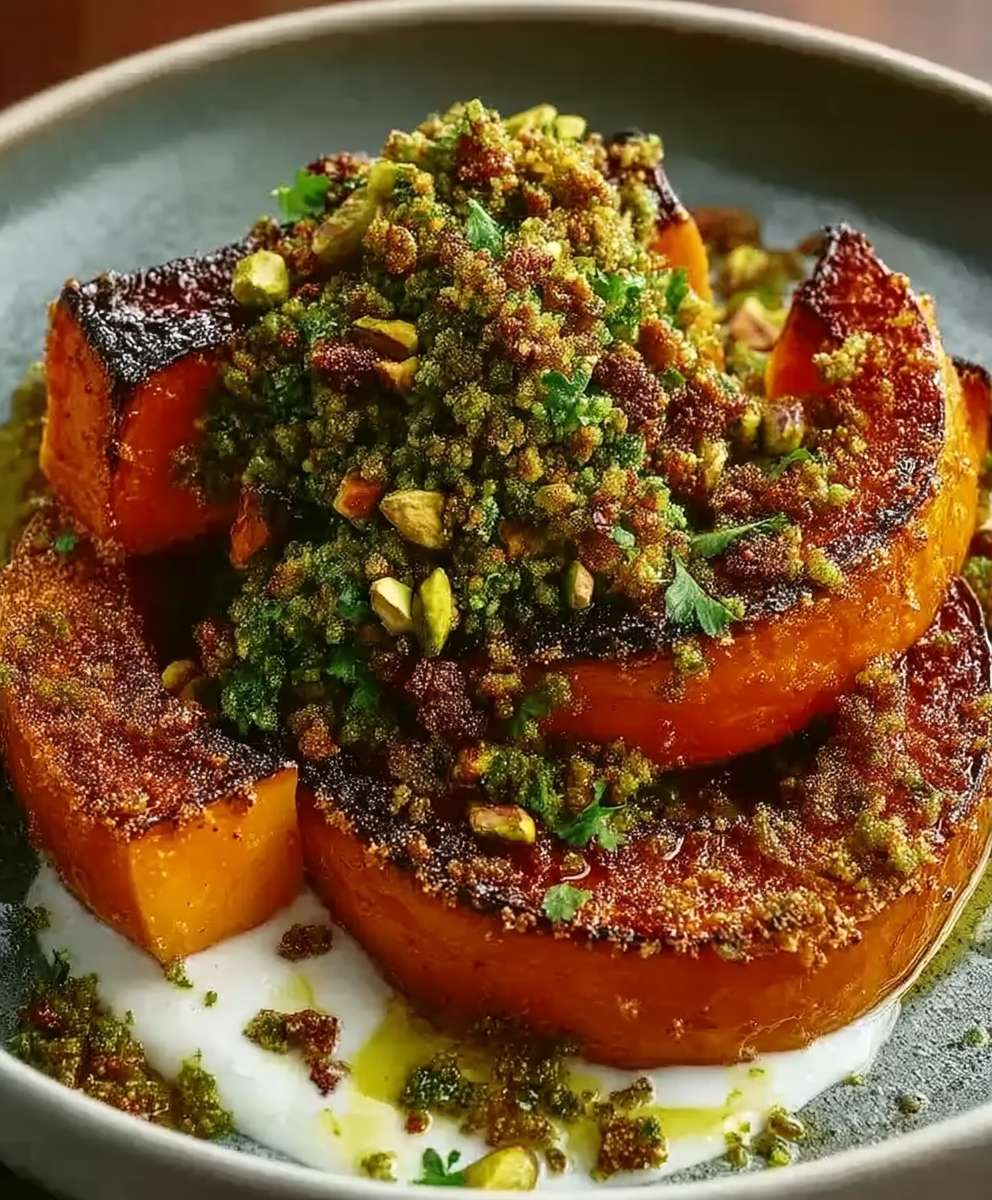 Gremolata potiron rôti et pistaches
