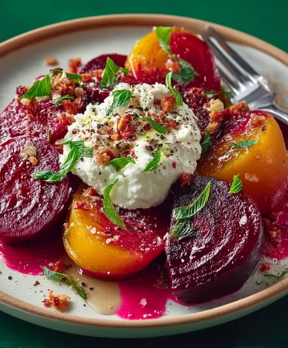 Salade betteraves rôties labneh