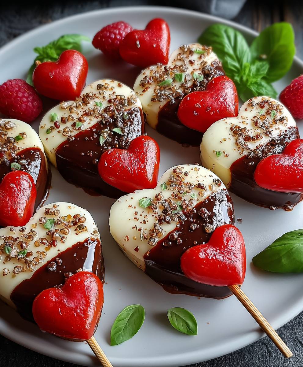 Brochettes Caprese Saint Valentin coeur