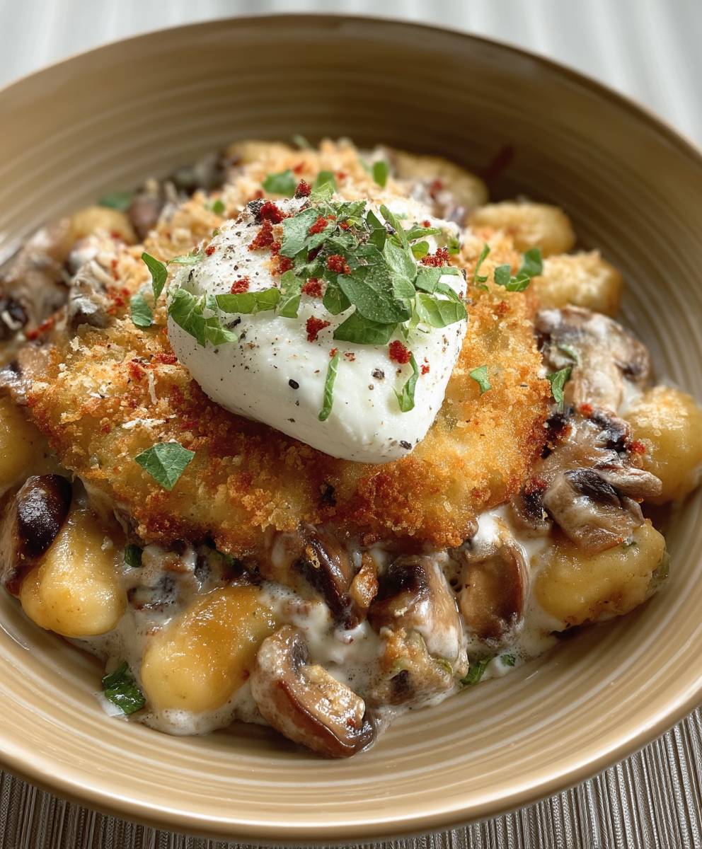 Gnocchi crémeux champignons burrata
