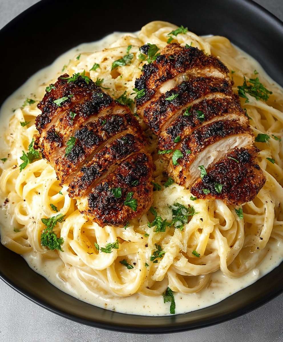 Poulet grillé pâtes Alfredo
