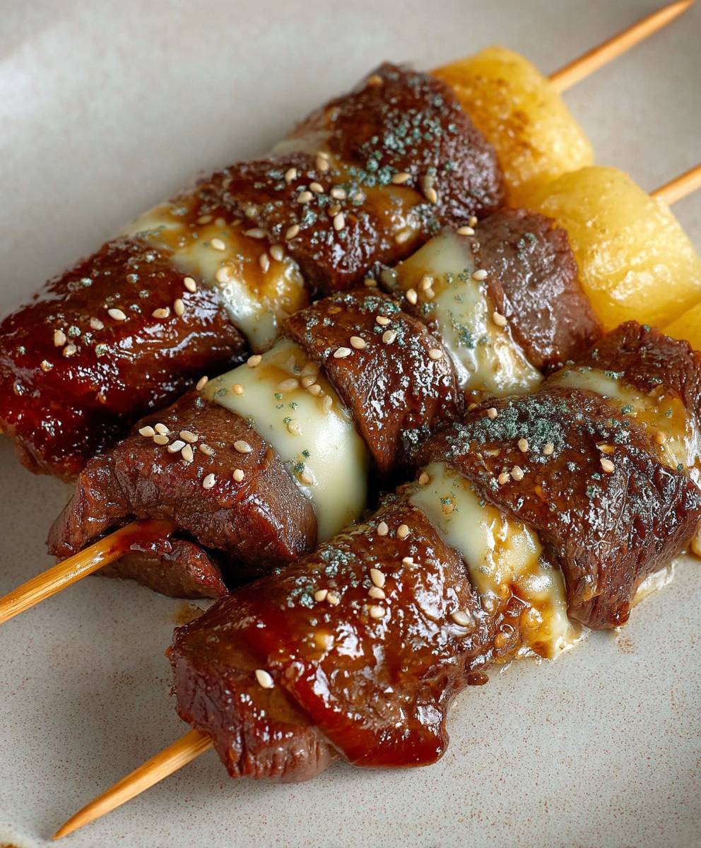 Brochettes boeuf fromage