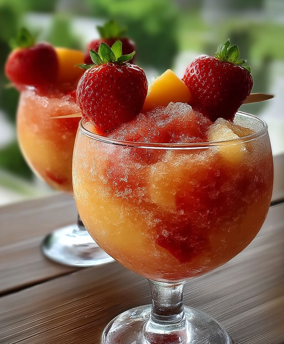 Slush alcoolisée pêche fraise