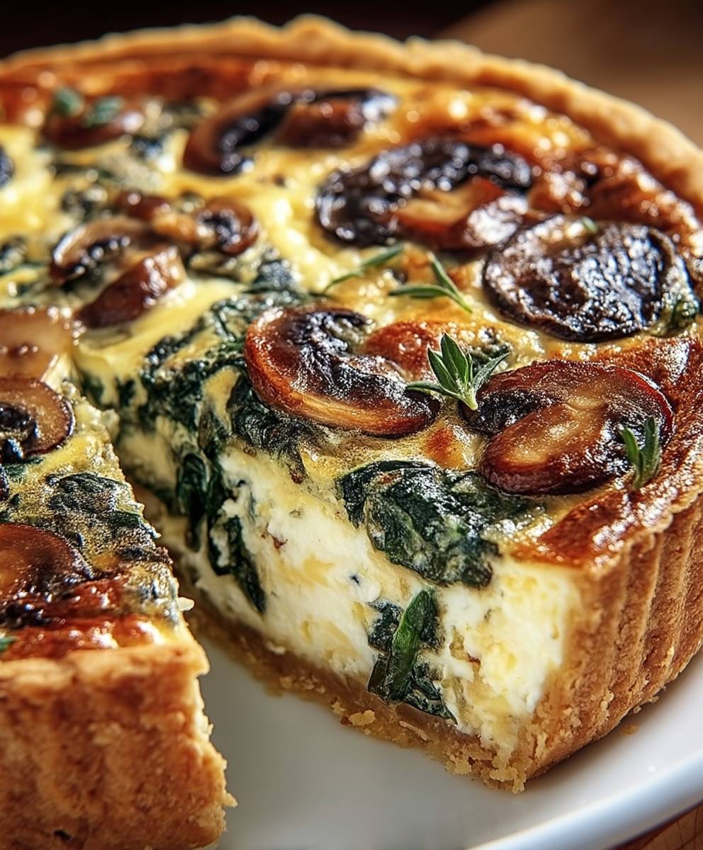 Quiche légère épinards champignons