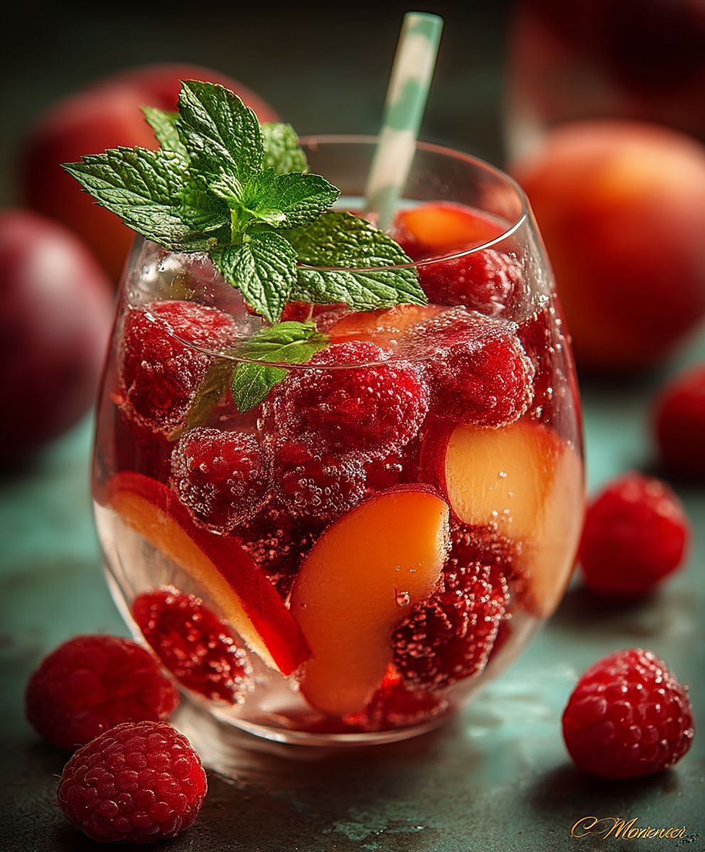 Sangria rosée fruits rouges menthe