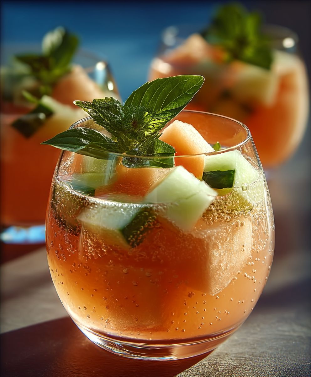 Cocktail rosé melon abricot basilic