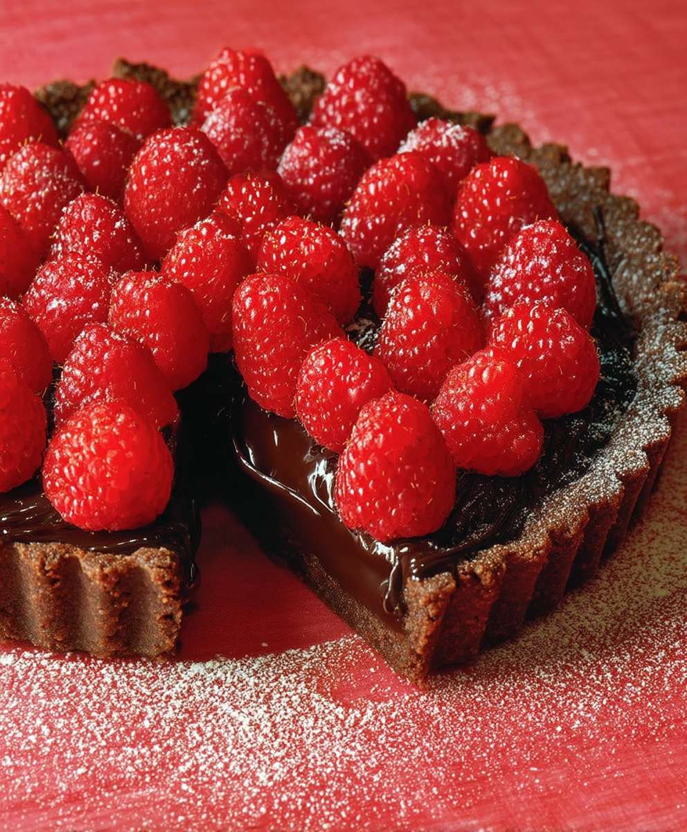 Tarte ganache framboises