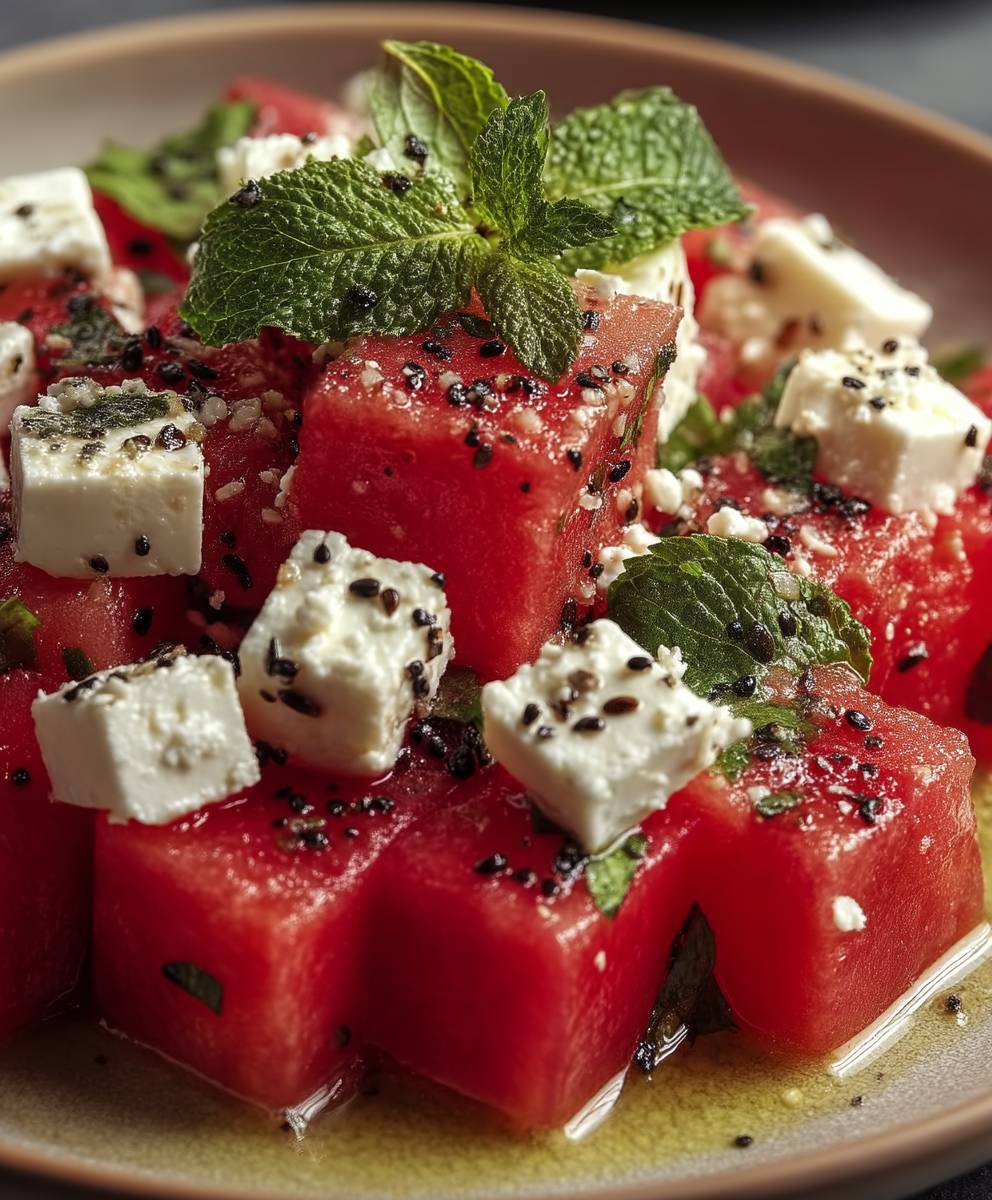Salade pastèque feta menthe