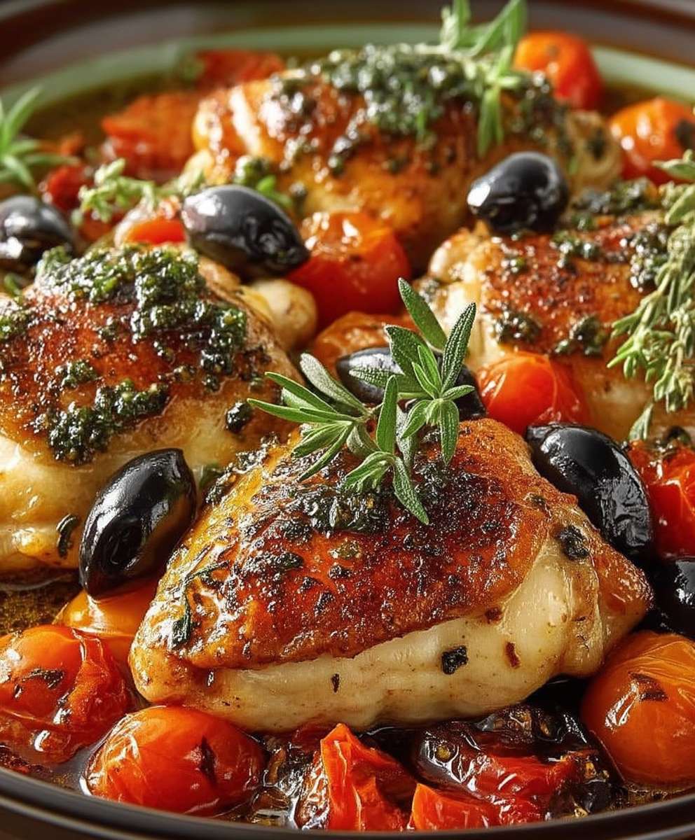 Poulet méditerranéen tomates et olives