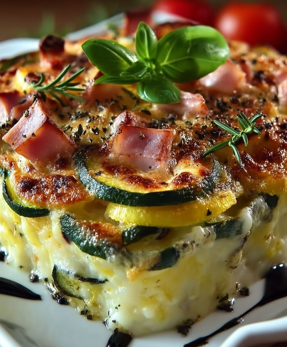Gratin courgettes jambon riz